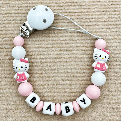 MINISO Personalized Silicone Pacifier Chain – Custom Baby Name, BPA-Free, Safe & Soft (4+ Months)