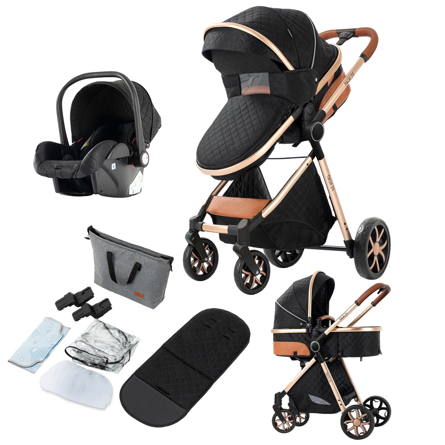 Lightweight Baby Stroller 3 in 1 Multifunctional High Landscape Baby Stroller