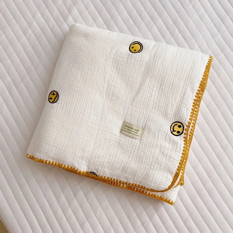 4-Layer 100% Cotton Muslin Baby Blanket – Multi-Use Swaddle, Towel & Cover (100×100 cm, Unisex, All Seasons)
