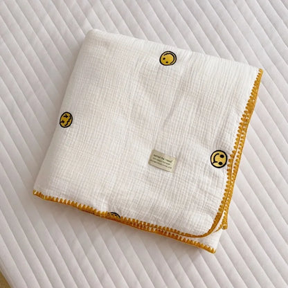 4-Layer 100% Cotton Muslin Baby Blanket – Multi-Use Swaddle, Towel & Cover (100×100 cm, Unisex, All Seasons)